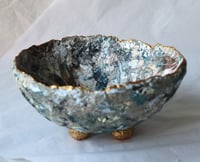 Image 1 of Handmade Paper Mache Bowl with Marine Motifs | Eco Art Decor