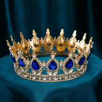 Image 4 of 👑The Armored Kingdom Oceanic Sapphire Blue Queens Crown (Gold)-Royal-Gem Encrusted-Durable
