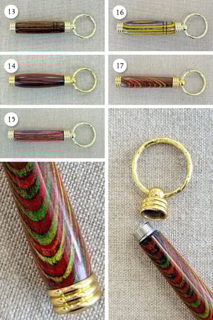 Image of Turned Wood Key Chain Needle Tube