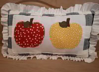 Image 1 of Colorful Applique Apples 2/Buffalo Check/white ruffle 
