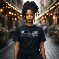 Image 1 of Overcomer By Grace Faith-Based Graphic Tee