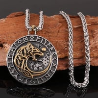 Image 6 of 👑The Armored Kingdom Skoll Hati Wolf Encircled with Runes Necklace-Norse Mythology-Comfortable