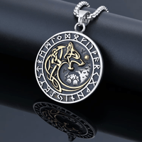 Image 4 of 👑The Armored Kingdom Skoll Hati Wolf Encircled with Runes Necklace-Norse Mythology-Comfortable