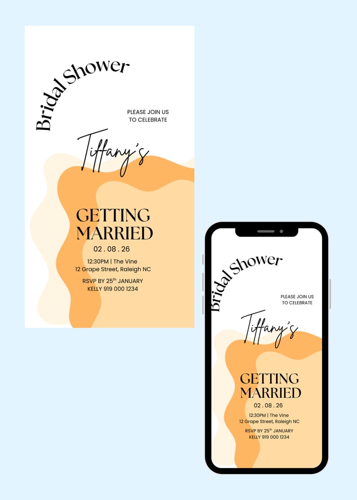 Image of  Scallop Bridal Shower Invitation Sorbet Colors