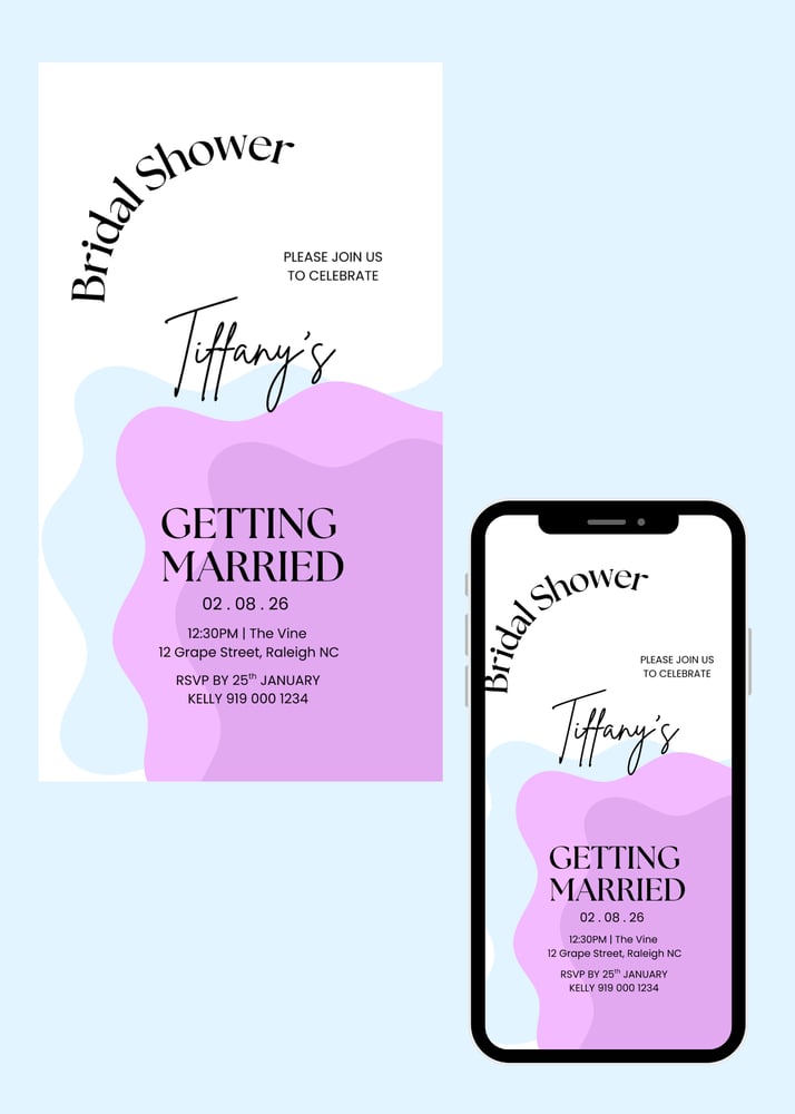 Image of  Scallop Bridal Shower Invitation Sorbet Colors