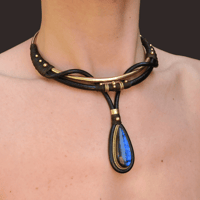 Image 6 of Labradorite Leather Choker Necklace 