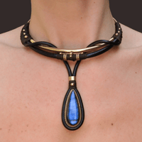 Image 7 of Labradorite Leather Choker Necklace 