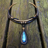 Image 3 of Labradorite Leather Choker Necklace 