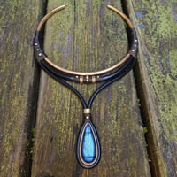 Image 4 of Labradorite Leather Choker Necklace 