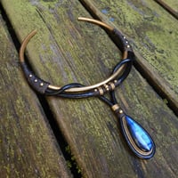 Image 1 of Labradorite Leather Choker Necklace 