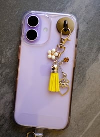 Image 2 of Handmade Cellphone Yellow Accessory SET, wristlet, charm, beads, iPhone, Samsung, android, phone