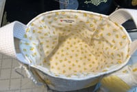 Image 2 of Vintage Yellow Quilted Basket with Bunny