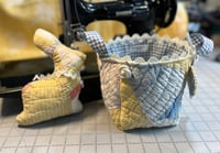 Image 1 of Vintage Blue Quilted Basket with Bunny