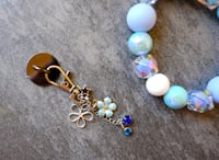 Image 2 of Handmade Cellphone Blue Accessory SET, wristlet, charm, beads, gift, iPhone, Samsung, phone