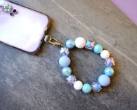 Image 3 of Handmade Cellphone Blue Accessory SET, wristlet, charm, beads, gift, iPhone, Samsung, phone