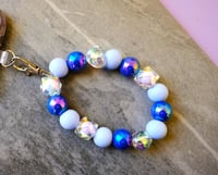 Image 2 of Handmade Cellphone Blue Accessory SET, wristlet, charm, beads, gift, iPhone, Samsung, phone, android