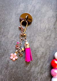 Image 3 of Handmade Cellphone Pink Accessory SET, wristlet, charm, beads, gift, iPhone, Samsung, android, phone