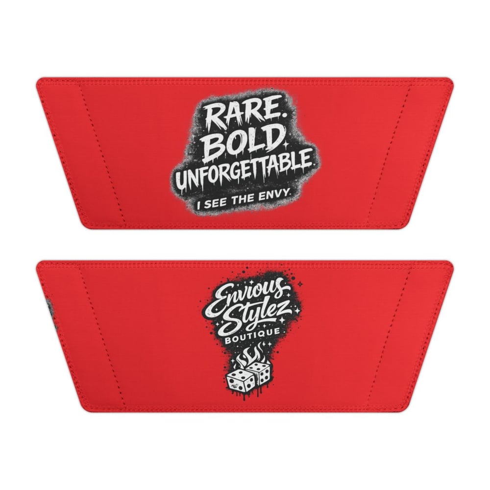 Image of Women's Slide Sandals — Red Removable-Strap Slides with 'Rare, Bold, Unforgettable' Graphic