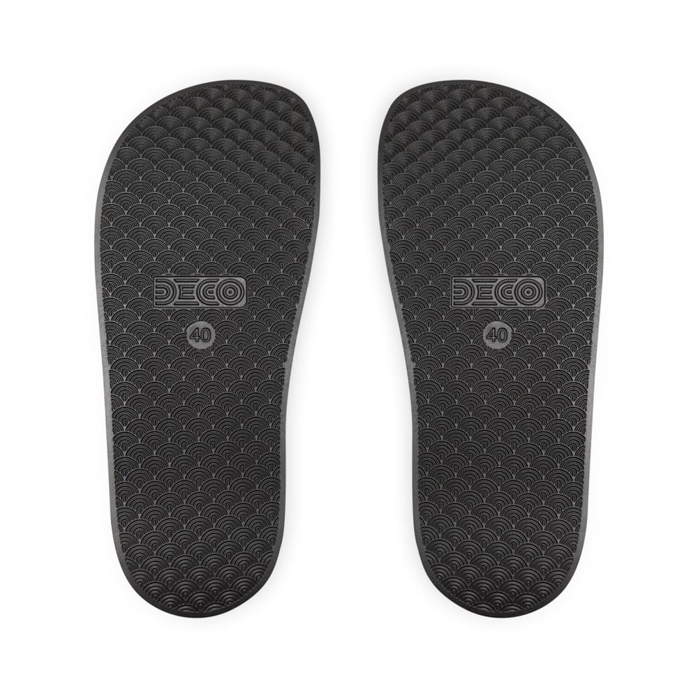 Image of Slide Sandals — Green "Rare Bold Unforgettable" Removable-Strap Pool Slides