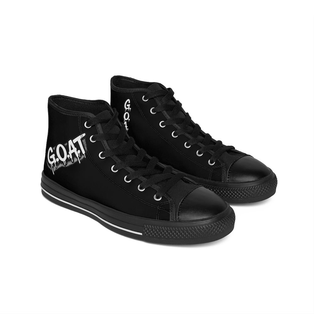 Image of GOAT High-Top Sneakers — 'Greatest Of All Time' Black Canvas Shoes