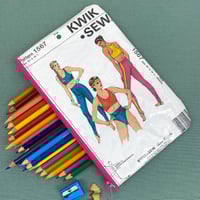 Image 1 of Sewing Pattern Pencil Case, 80’s/90’s Aerobics Workout Outfits