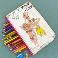 Image 1 of Sewing Pattern Pencil Case, 80’s Women’s Bikini and Shorts