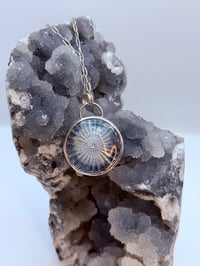 Blue Engine Turned Enamel Necklace 