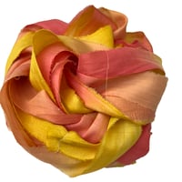 Image 1 of Ready To Ship! 10YD TROPICAL SUNSET HAND DYED SARI SILK RIBBON BY COLOR BURST SILK