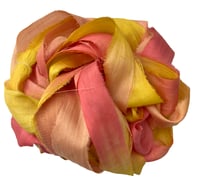Image 6 of Ready To Ship! 10YD TROPICAL SUNSET HAND DYED SARI SILK RIBBON BY COLOR BURST SILK