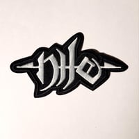 Image 1 of Nile Band Logo Black & White Embroidered Patch With Merrowed Edge