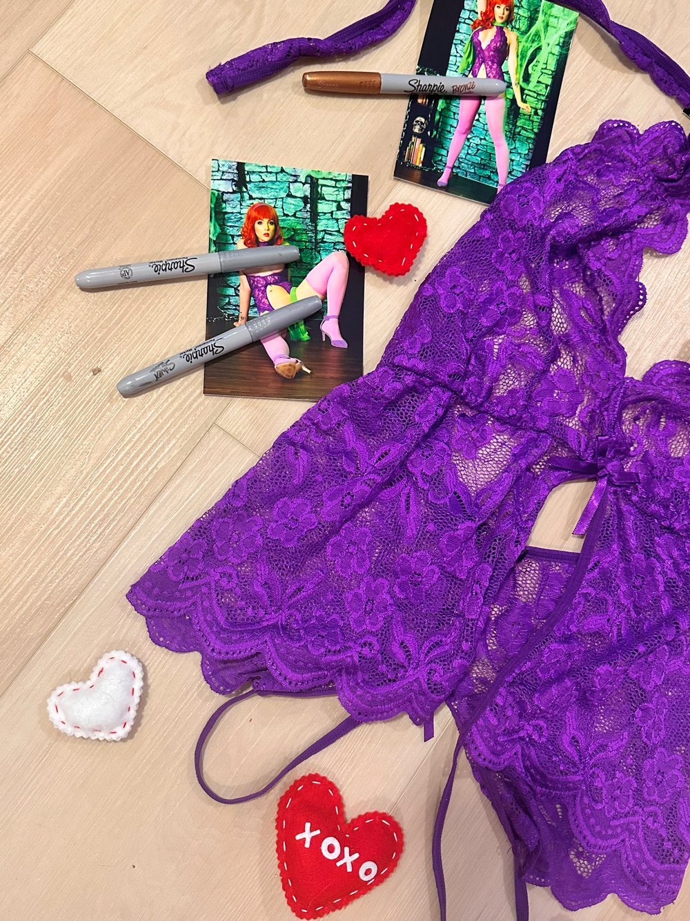 Image of Worn Daphne lingerie and five signed 4x6s photos 