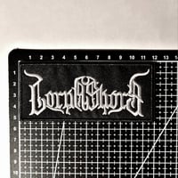 Image 3 of Lorna Shore Black & White Band Logo Embroidered Patch with Merrowed Edge
