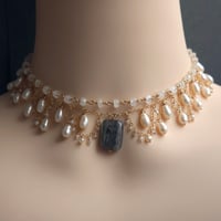 Image 6 of Labradorite Moonstone Pearl Tiered Choker Necklace | Amirah