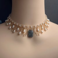 Image 1 of Labradorite Moonstone Pearl Tiered Choker Necklace | Amirah