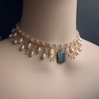 Image 3 of Labradorite Moonstone Pearl Tiered Choker Necklace | Amirah