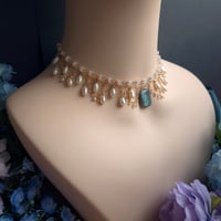 Image 16 of Labradorite Moonstone Pearl Tiered Choker Necklace | Amirah