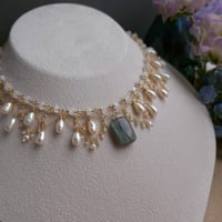 Image 10 of Labradorite Moonstone Pearl Tiered Choker Necklace | Amirah