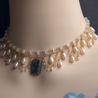 Image 5 of Labradorite Moonstone Pearl Tiered Choker Necklace | Amirah