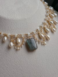 Image 11 of Labradorite Moonstone Pearl Tiered Choker Necklace | Amirah