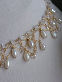 Image 12 of Labradorite Moonstone Pearl Tiered Choker Necklace | Amirah