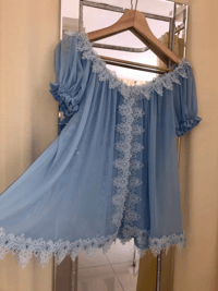 Image 3 of Romantic Lace Babydoll with Puff Sleeves