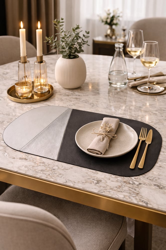 Image of Personalized Leather Placemat - Dining mat with name or logo