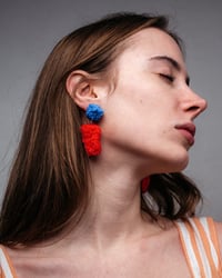 Image 2 of Sugar Double Blue and Red Earrings