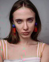 Image 3 of Sugar Double Blue and Red Earrings