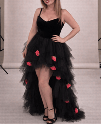 Image 1 of Midnight Rose Enchantress – Day of the Dead Inspired Black Tulle Gown