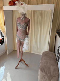 Image 3 of Showgirl Crystal Costume with Crystal Catsuit, Headpiece & Feather Boa | The Life of O’Reilly