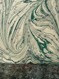Image 6 of One of a kind hand marbled paper  - Hand Marbled with Inky splatters - Sea Greens