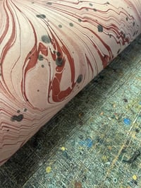 Image 3 of One of a kind hand marbled paper  - Hand Marbled with Inky splatters - Pink & Red