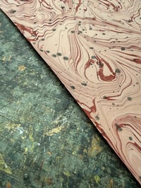 Image 4 of One of a kind hand marbled paper  - Hand Marbled with Inky splatters - Pink & Red