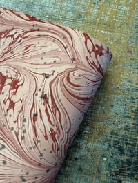 Image 1 of One of a kind hand marbled paper  - Hand Marbled with Inky splatters - Pink & Red